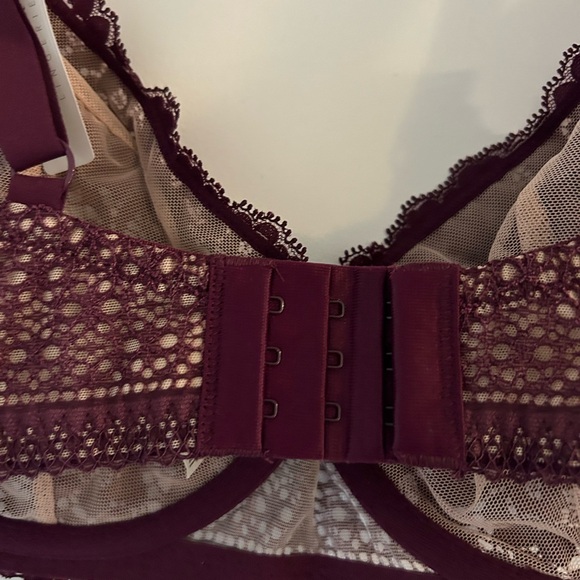 REVEAL LINGERIE • Burgundy & Cream Laced Bra • 36DD • - Picture 4 of 9